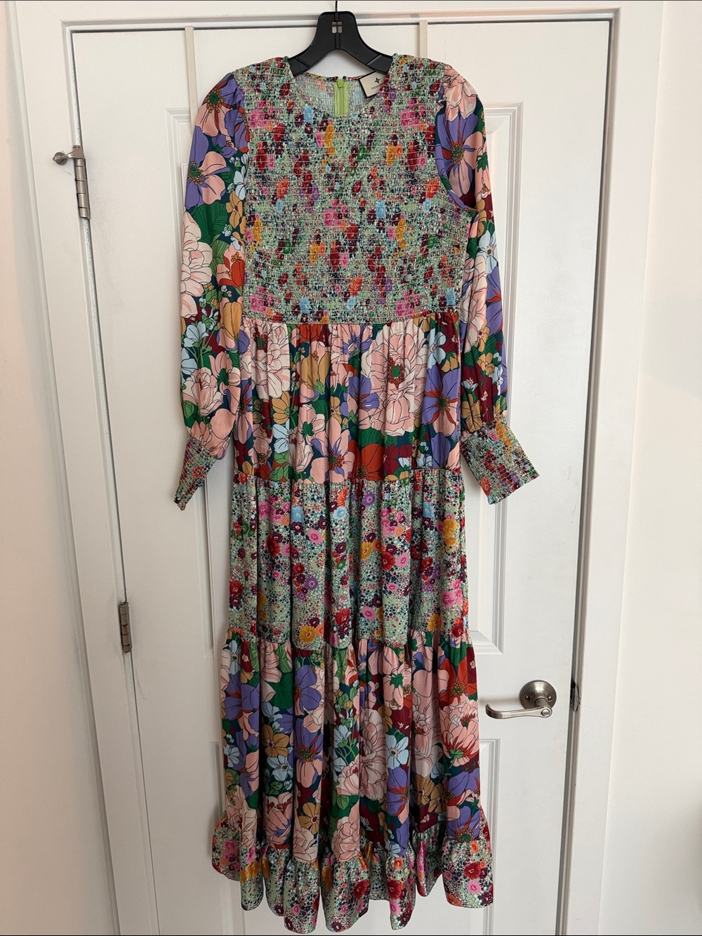 Tuckernuck Floral Smocked Maxi Dress - Green, Pink, Purple
